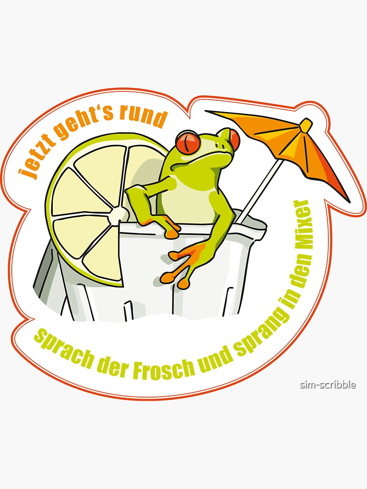 "Frog in the blender" Sticker by sim-scribble | Redbubble