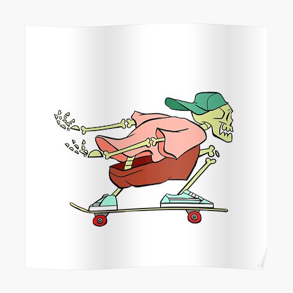 Squelette de skateboard Poster