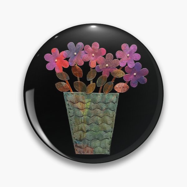 Purple Shimmer Flowers in Vase Pin