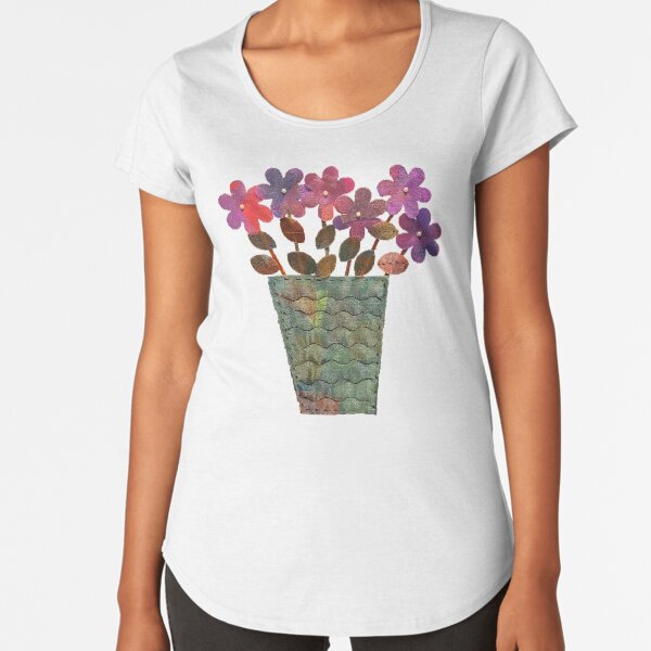 Purple Shimmer Flowers in Vase Premium Scoop T-Shirt