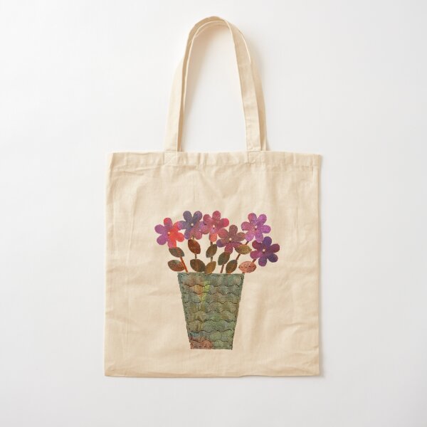Purple Shimmer Flowers in Vase Cotton Tote Bag