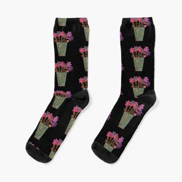 Purple Shimmer Flowers in Vase Socks