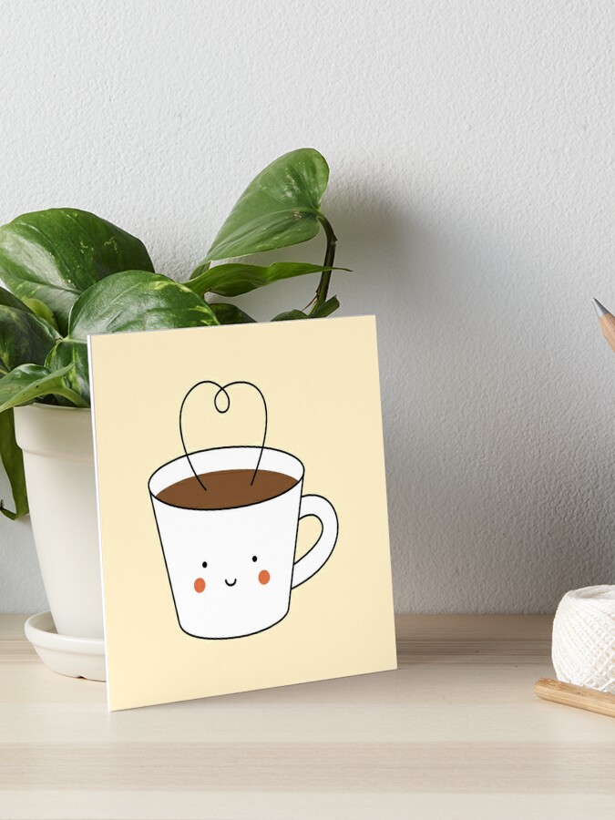 Kawaii Coffee Cup Art Print