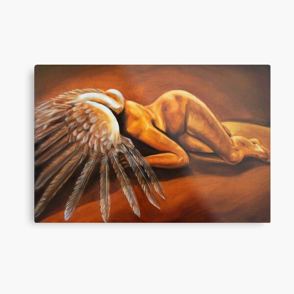 Fallen - fallen nude angel emotive oil painting Metal Print