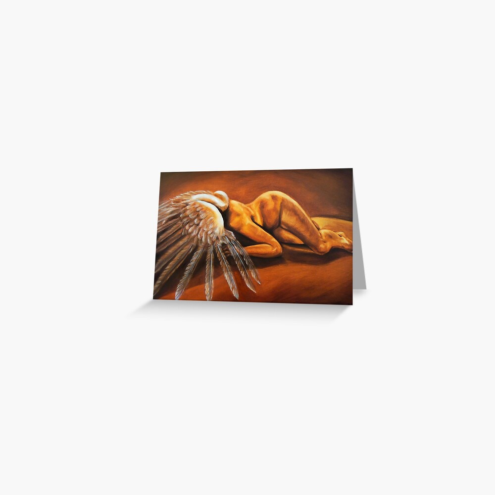 Fallen - fallen nude angel emotive oil painting Greeting Card