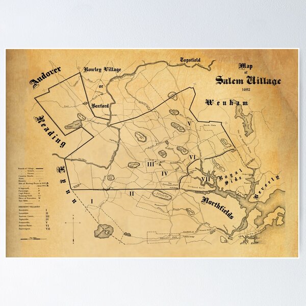 Item preview, Vintage Map of Salem Massachusetts, 1692 (Witch Trials) designed and sold by Occult Designs.