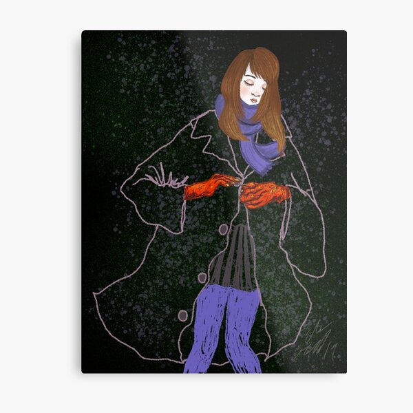 Girl with large Jacket Metal Print