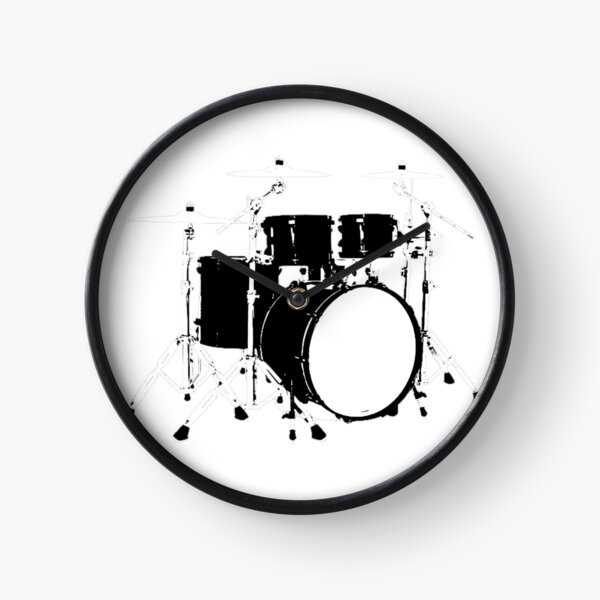 Black and White Drumset Clock