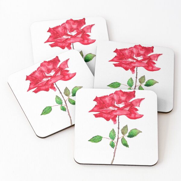 Item preview, hand painted red rose flower watercolor  designed and sold by ColorandColor.