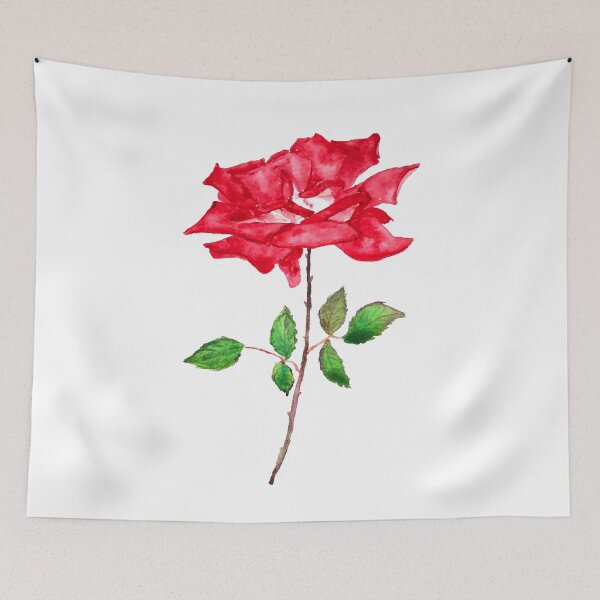 Item preview, hand painted red rose flower watercolor  designed and sold by ColorandColor.