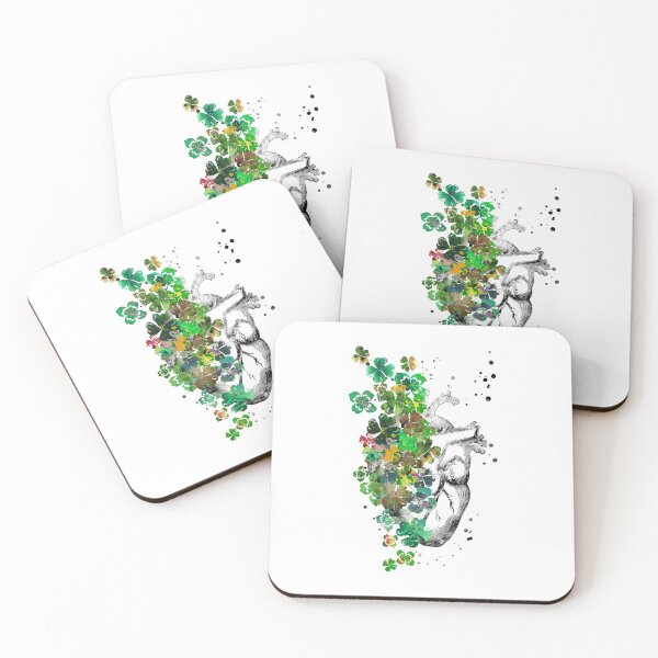 Item preview, Heart anatomy, heart with four-leaf clovers designed and sold by Rosaliartbook.