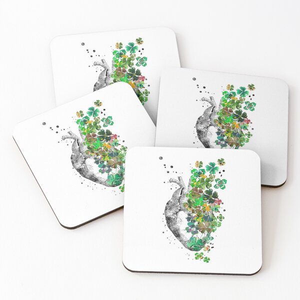 Item preview, Heart anatomy, heart with four-leaf clovers designed and sold by Rosaliartbook.