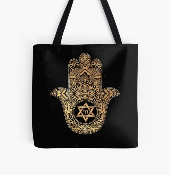 Tribal Hamsa Hand Of Fatima Tattoo Large Print Tote Shoulder Shopping Bag