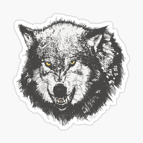 "Angry wolf" Sticker by BellsPainting Redbubble