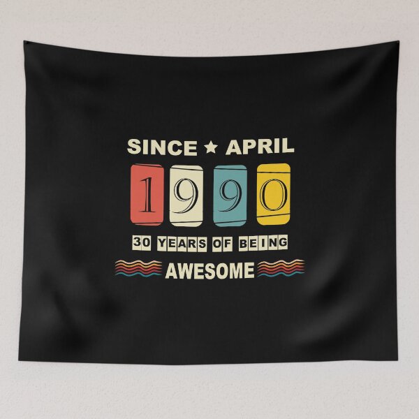 Item preview, Awesome April 1990 Vintage Tshirt 30 Years Old Birthday designed and sold by thehafdesigner.