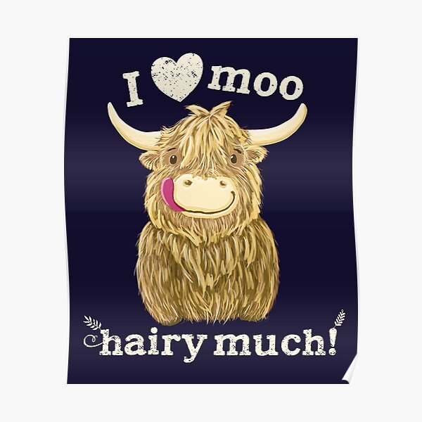 Scottish Highland Cow Loves You Hairy Much Poster By Brodyquixote