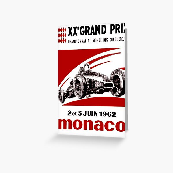 MONACO : Vintage 1962 Grand Prix Auto Racing Print Greeting Card