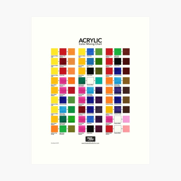 Acrylic Color Mixing Chart Art Print