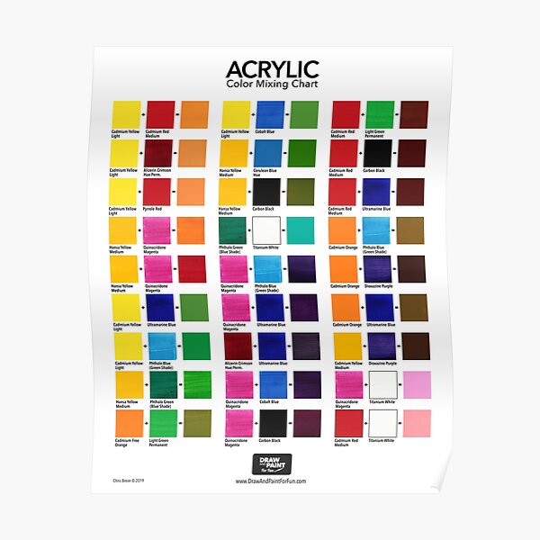 "Acrylic Color Mixing Chart" Poster for Sale by cbreier | Redbubble