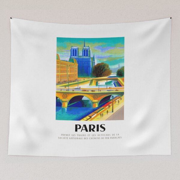 Item preview, 1957 Paris Notre Dame Cathedral French Travel Poster designed and sold by retrographics.