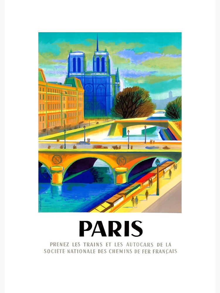 1957 Paris Notre Dame Cathedral French Travel Poster by retrographics