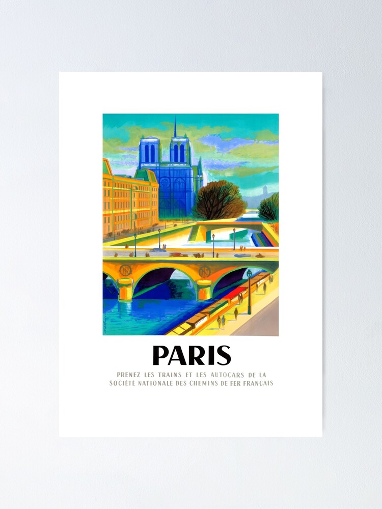 Alternate view of 1957 Paris Notre Dame Cathedral French Travel Poster Poster