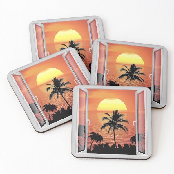 Item preview, Palms by the sea at sunset. Window illusion. designed and sold by MindTravel.