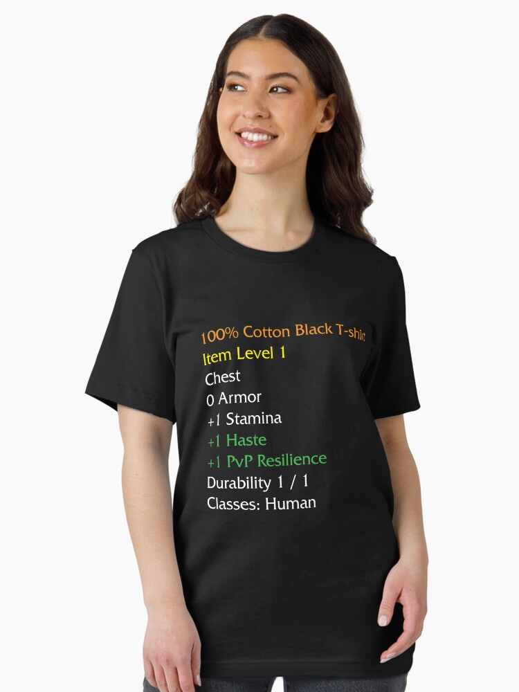 WoW Funny T-shirt Item stats description Black shirt meme