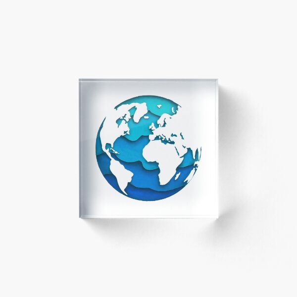 Wavy Blue Earth Acrylic Block