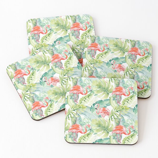 Item preview, Pink Flamingos Sage Green Tropical Foliage designed and sold by PixDezines.