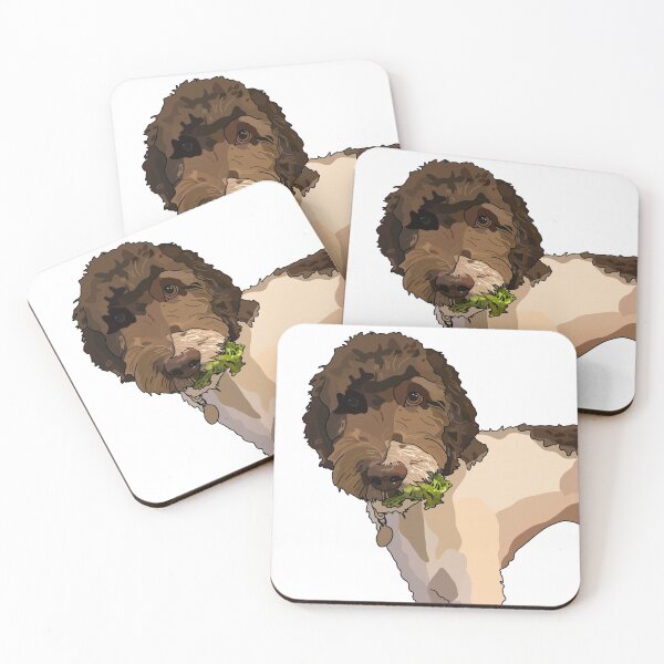 Item preview, Labradoodle Comiendo Brócoli designed and sold by Schaffins.