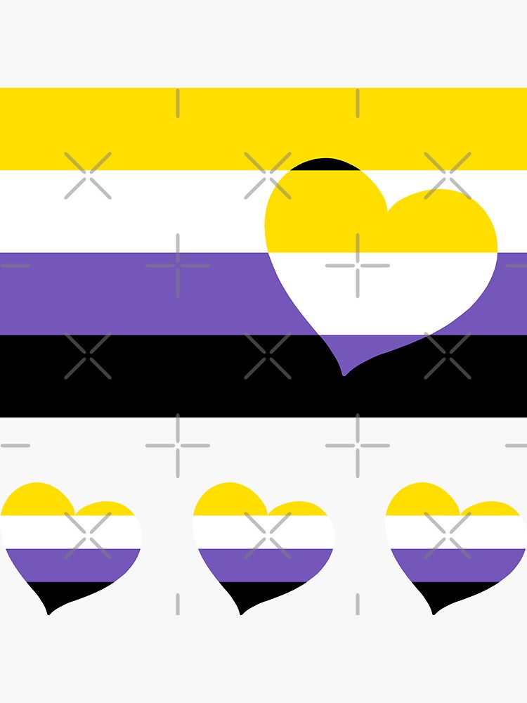 LGBTQ Flag with Hearts v2 - Non-Binary by Sarinilli