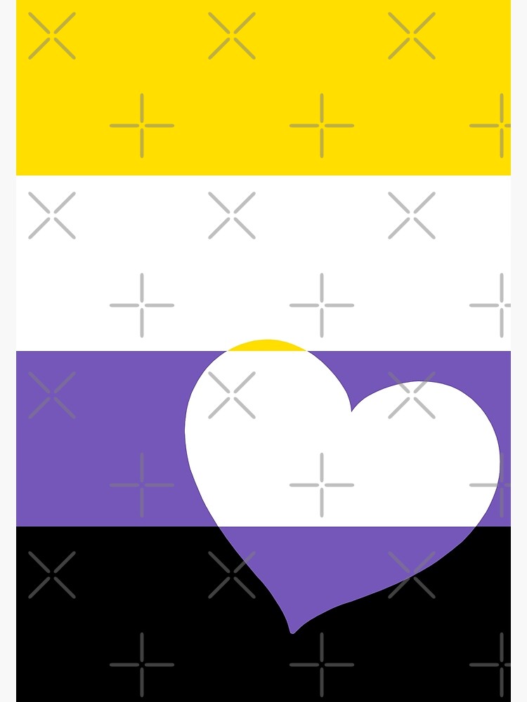 Lgbtq Flag With Hearts V2 Non Binary Poster By Sarinilli Redbubble