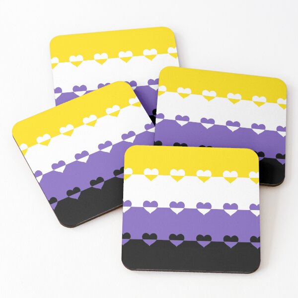 Item preview, LGBTQ Flag with Hearts v1 - Non-Binary designed and sold by Sarinilli.