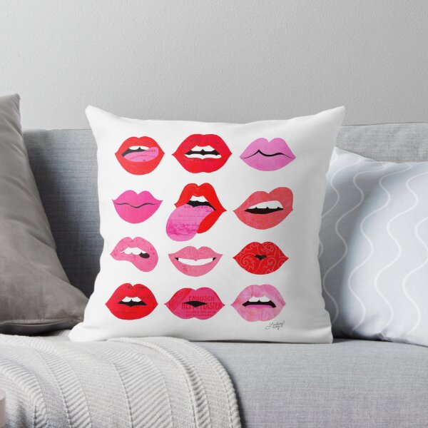 Lips of Love Illustration Throw Pillow