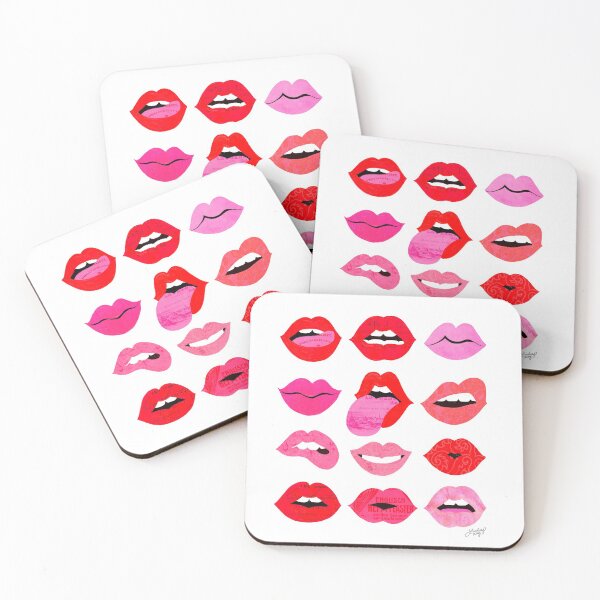 Lips of Love Illustration Coasters (Set of 4)