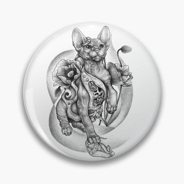 Artikelvorschau, transparente Katze Tattoo Steampunk Biomechanik Vintage entworfen und verkauft von RISHAMA.
