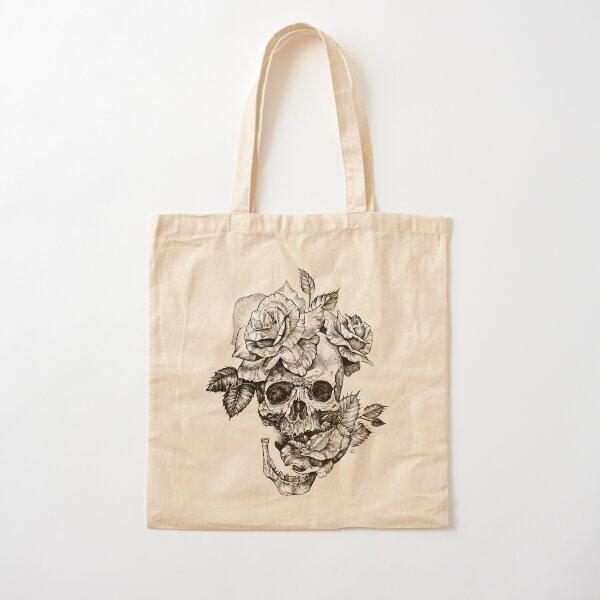 Schädel und Rosen Baumwolltasche