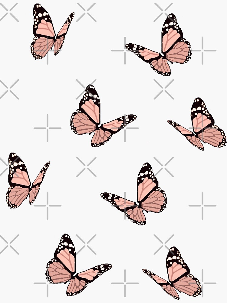 Thumbnail 3 of 3, Sticker, Peach Butterflies designed and sold by maiaswamy.