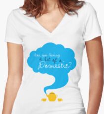 Bit of a Domestic Women's Fitted V-Neck T-Shirt