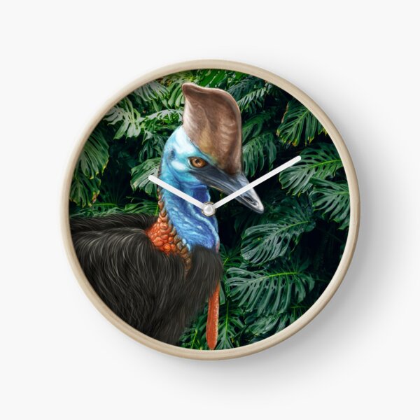 Jungle Cassowary - by Nadya Neklioudova Clock