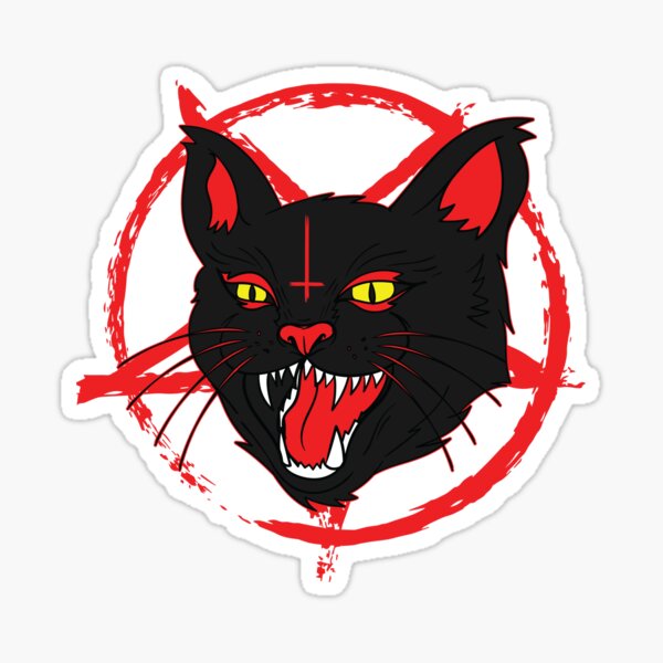Devil Cat Black Pentagram Satanic Hail Satan Occult Sticker