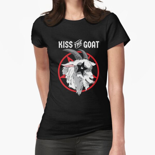 Vista previa del artículo con la obra «Kiss The Goat Satanic Baphomet Pentagram Ocultismo Regalo», diseñado y vendido por Crush Retro®.