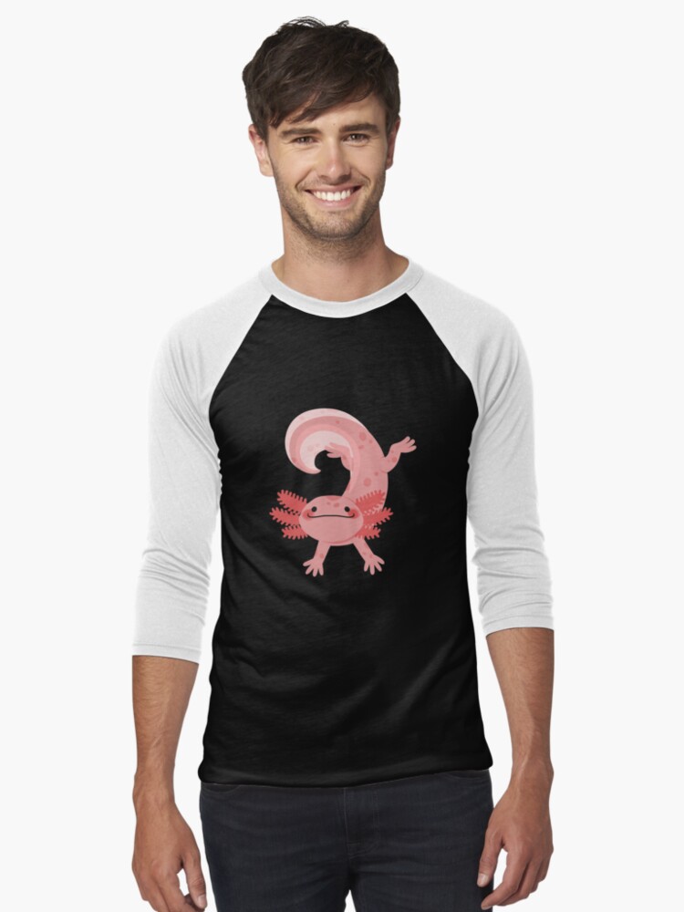Thumbnail 1 of 3, Baseball ¾ Sleeve T-Shirt, Happy Axolotl designed and sold by dalmatier.