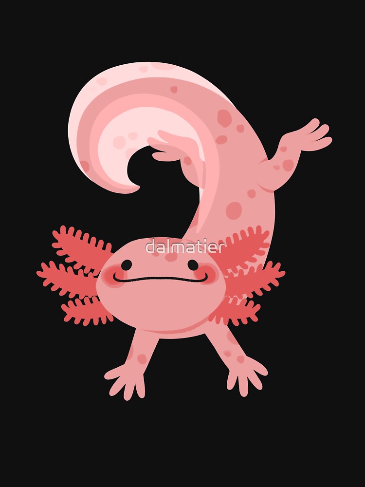 Thumbnail 3 of 3, Baseball ¾ Sleeve T-Shirt, Happy Axolotl designed and sold by dalmatier.