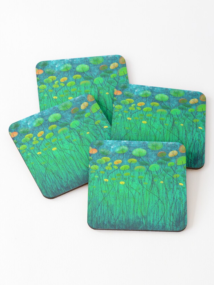 Thumbnail 1 of 5, Coasters (Set of 4), Underwater Lilies designed and sold by Nicole Grimm-Hewitt.