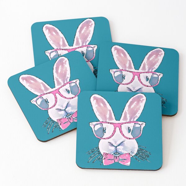 Item preview, Rabbit bunny Red glasses Watercolor designed and sold by Collagedream.