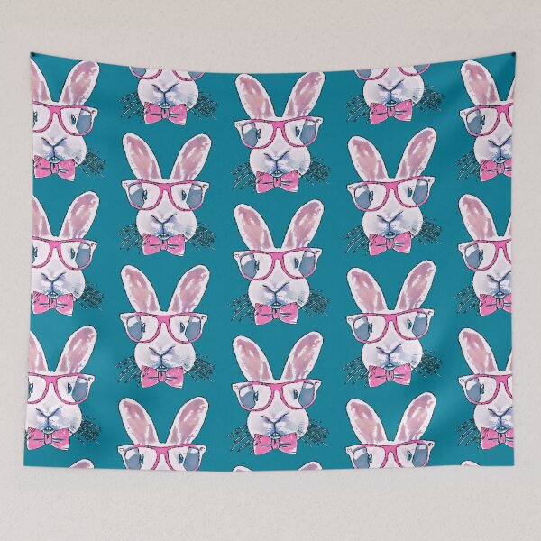 Item preview, Rabbit bunny Red glasses Watercolor designed and sold by Collagedream.