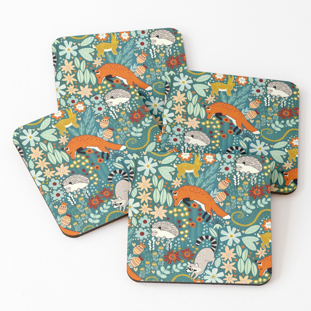 Textured Woodland Pattern Coasters (Set of 4)