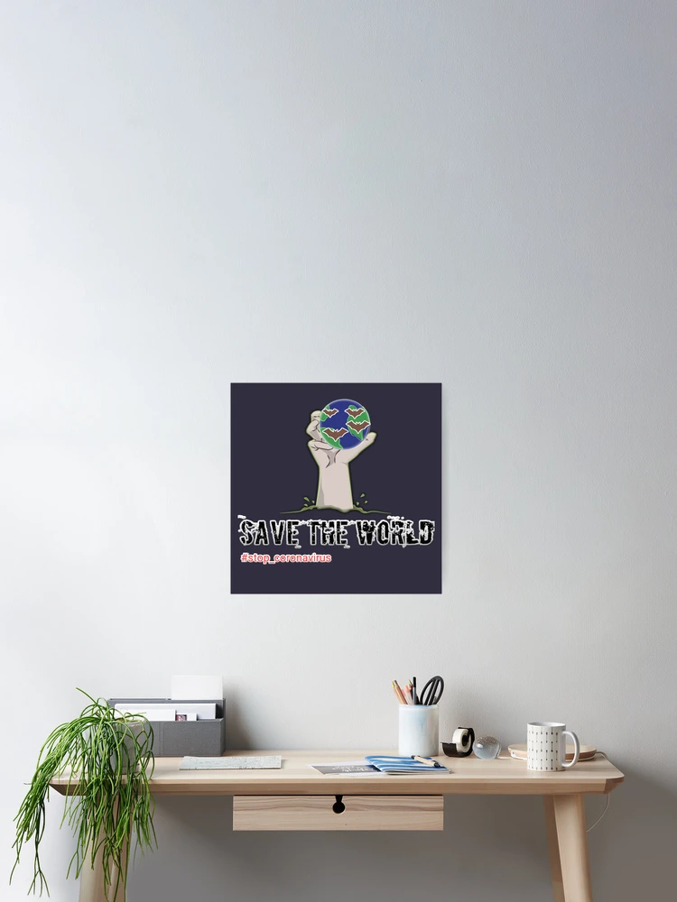 Thumbnail 2 of 3, Poster, Save the world designed and sold by Rain Shop.